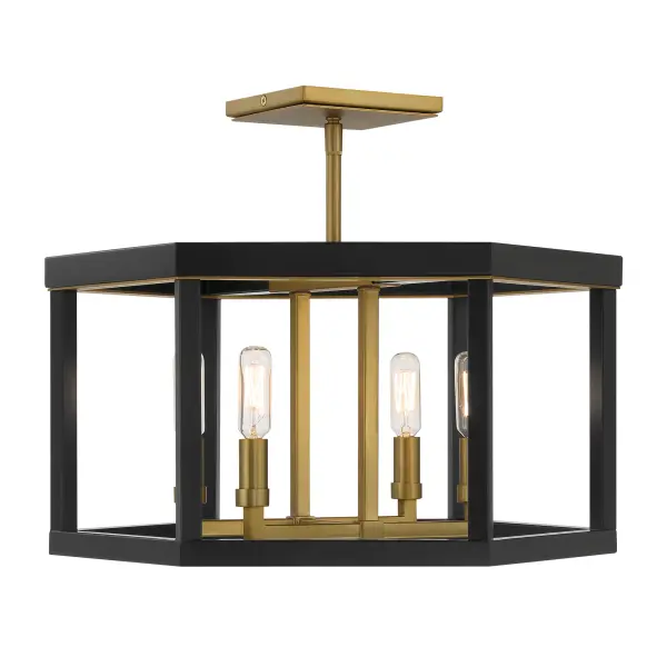 Union Estates 4-Light Semi-Flush Mount in Coal and Soft Brass - Image 5