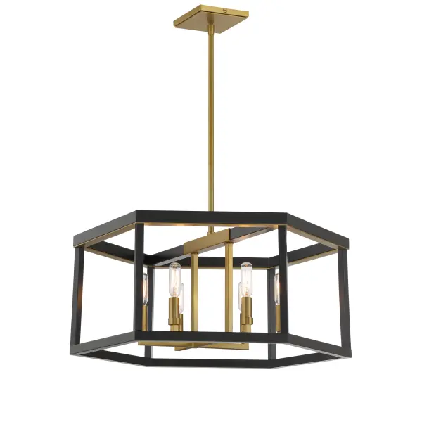 Union Estates 6-Light Pendant in Coal and Soft Brass - Image 2