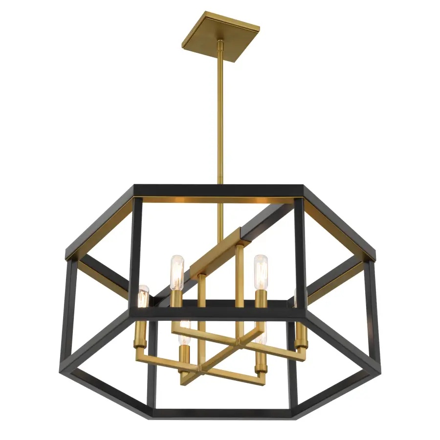 Union Estates 6-Light Pendant in Coal and Soft Brass - Image 3