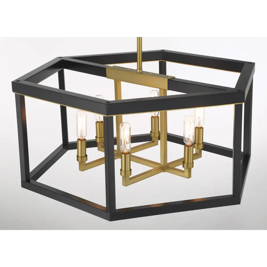 Union Estates 6-Light Pendant in Coal and Soft Brass - Image 4