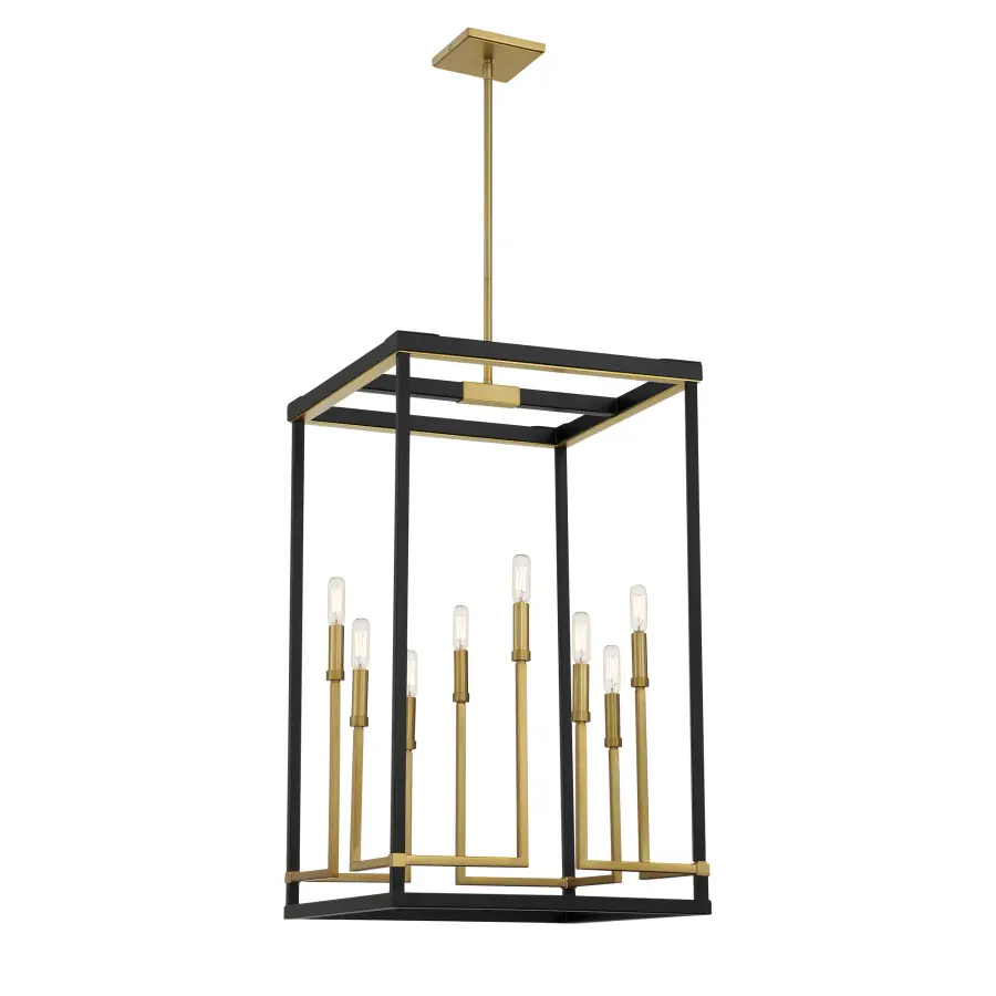 Union Estates 8-Light Pendant in Coal and Soft Brass - Image 1