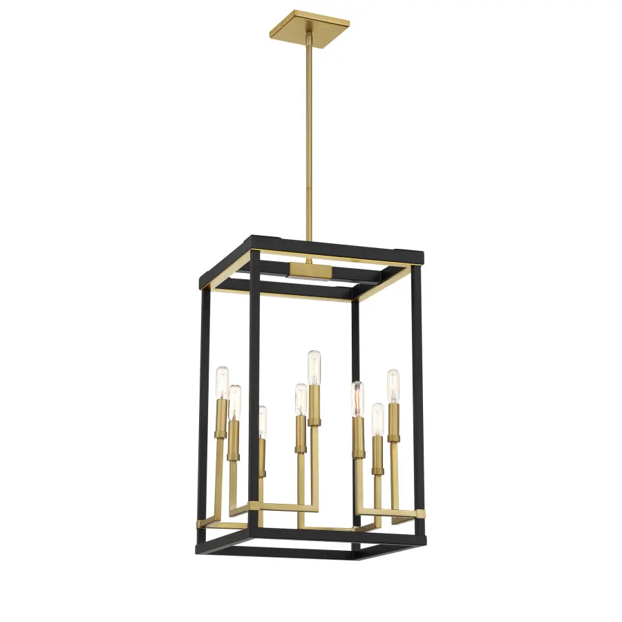 Union Estates 8-Light Pendant in Coal and Soft Brass - Image 1