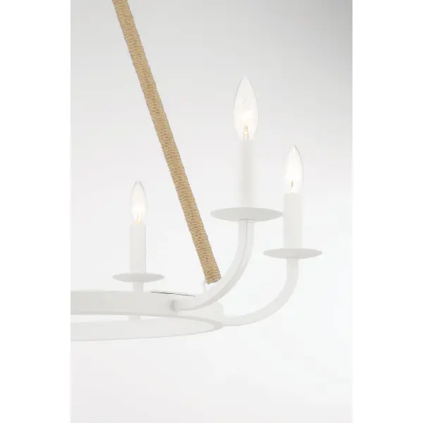The Lanton chandelier brings modern sophistication with its 8-light configuration and Sand White finish. At 34 inches wide, it creates dramatic impact in dining rooms and foyers while maintaining clean, contemporary aesthetics. - alternate view