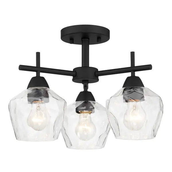 3 Light Semi Flush Convertible to Chandelier in Coal Finish with Clear Glass - alternate view