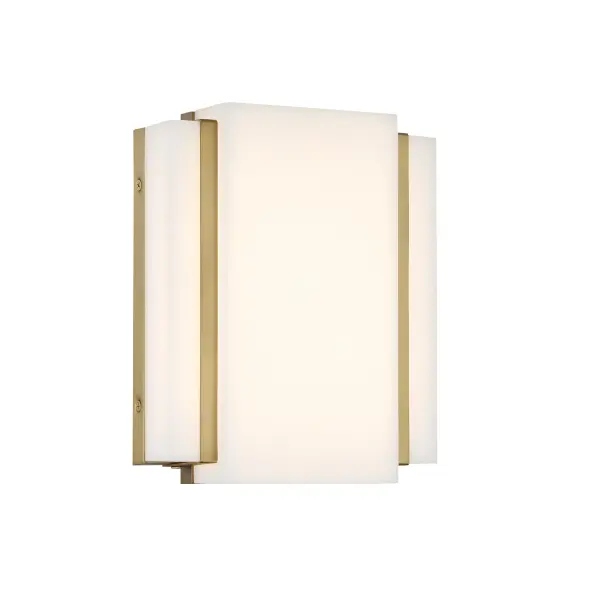 The Tanzac wall sconce combines modern design with practical functionality. Its soft brass finish and faux alabaster shade create warm, diffused lighting perfect for intimate spaces. ADA-compliant design and high CRI make it ideal for bathrooms and hallways. - alternate view