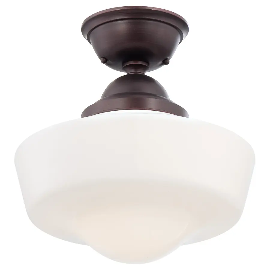 Brushed Bronze Semi-Flush Mount with Opal Glass