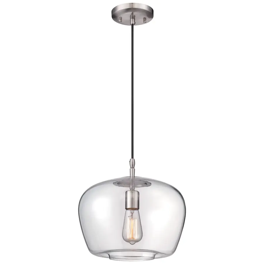 Brushed Nickel Mini Pendant with Clear Glass
