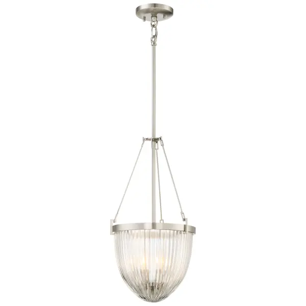 The Atrio 3-Light Pendant combines contemporary clean lines with transitional warmth through its brushed nickel finish and glass shades. At 11.25 inches wide, it's ideally sized for kitchen islands, breakfast nooks, and smaller foyers.