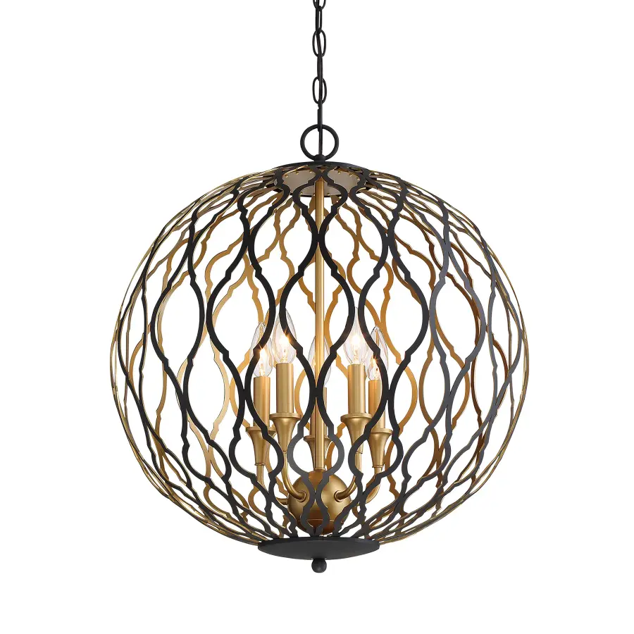 Gilded Glam 5-Light Pendant in Sand Coal with Honey Gold - Image 1