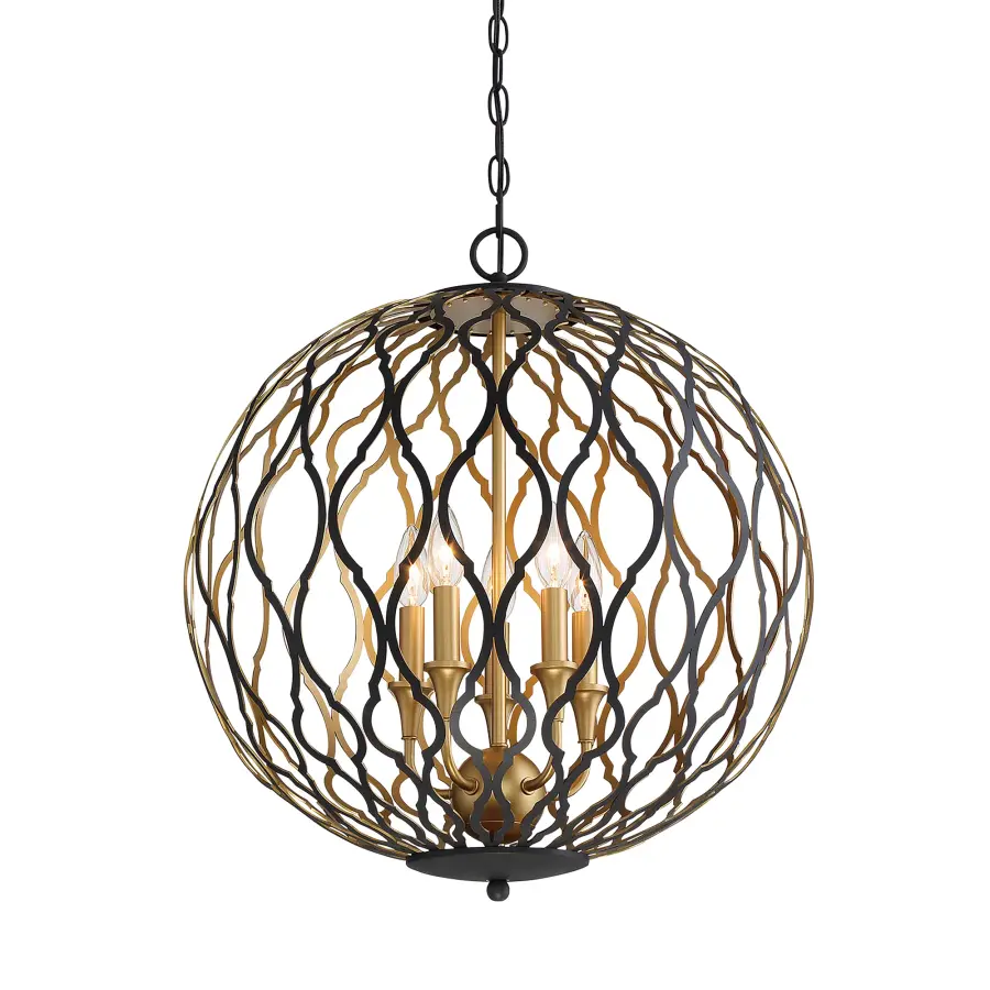 Gilded Glam 5-Light Pendant in Sand Coal with Honey Gold - Image 2