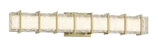 The Sevryn LED Vanity combines contemporary design with functional lighting. Its 27.5-inch width and textured crystal glass shades deliver 2106 lumens of high-CRI light, perfect for grooming tasks. ADA compliant and dimmable.