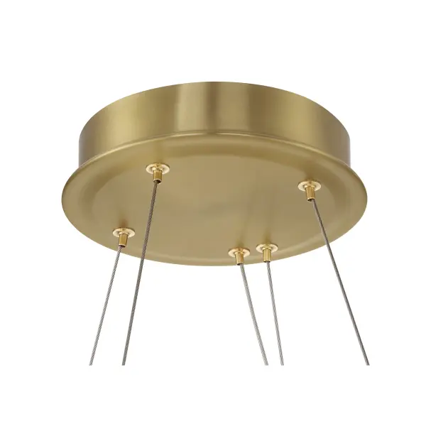 The Sevryn LED Pendant combines contemporary design with timeless elegance, featuring cast clear textured crystal glass that creates beautiful light diffusion. The soft brass finish adds warmth while the integrated LED provides energy-efficient, high-quality illumination with excellent color rendering. - alternate view