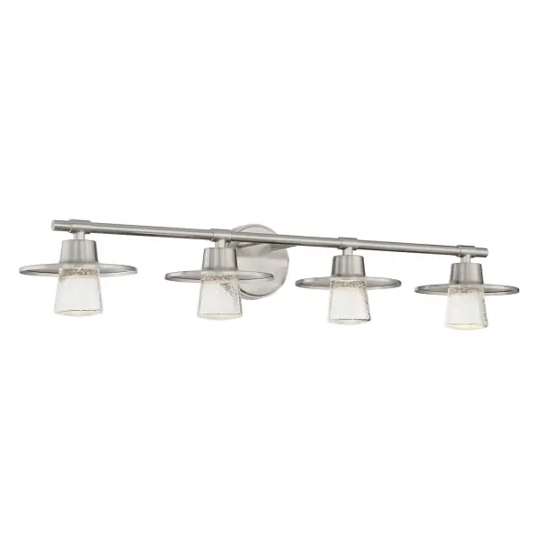 Spacious 4-Light LED Bath Bar with Elegant Seeded Glass Shades - Image 1