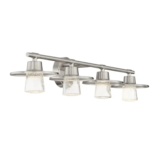 Spacious 4-Light LED Bath Bar with Elegant Seeded Glass Shades - Image 2