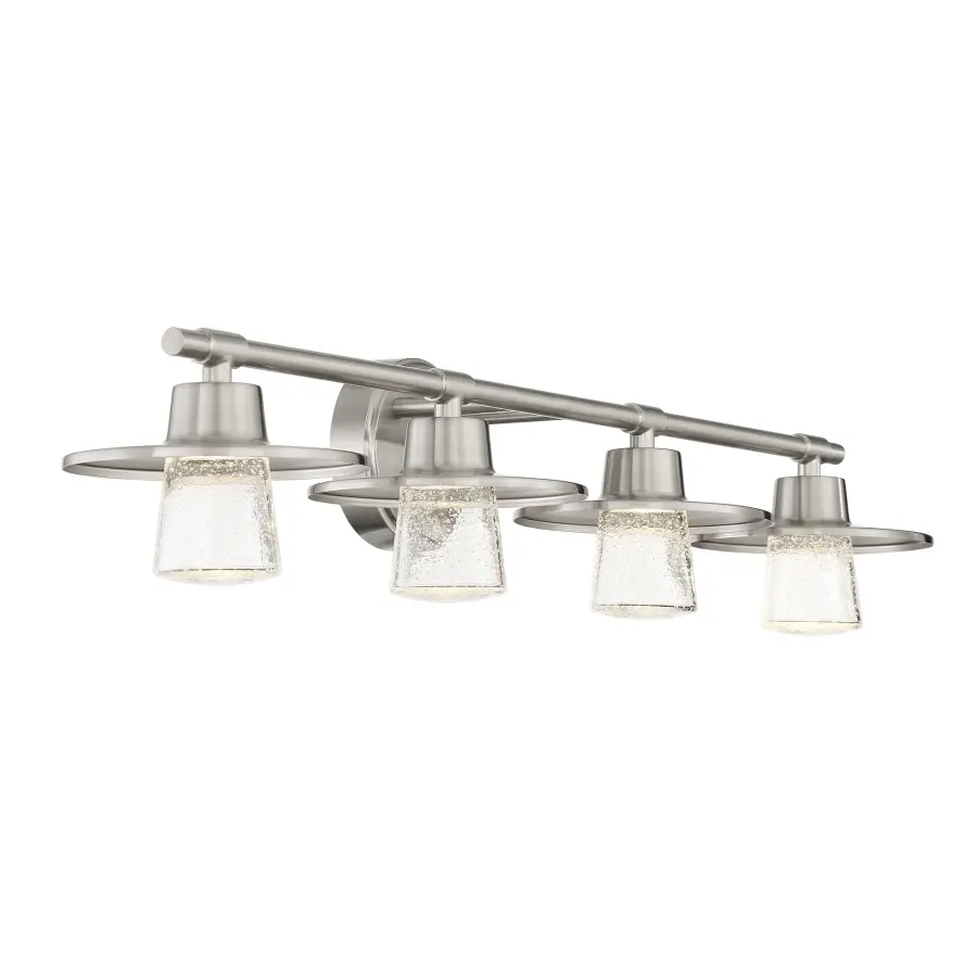 Spacious 4-Light LED Bath Bar with Elegant Seeded Glass Shades - Image 2