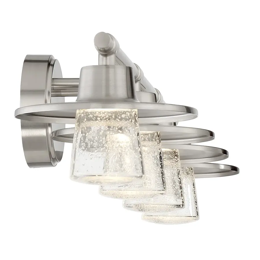 Spacious 4-Light LED Bath Bar with Elegant Seeded Glass Shades - Image 3