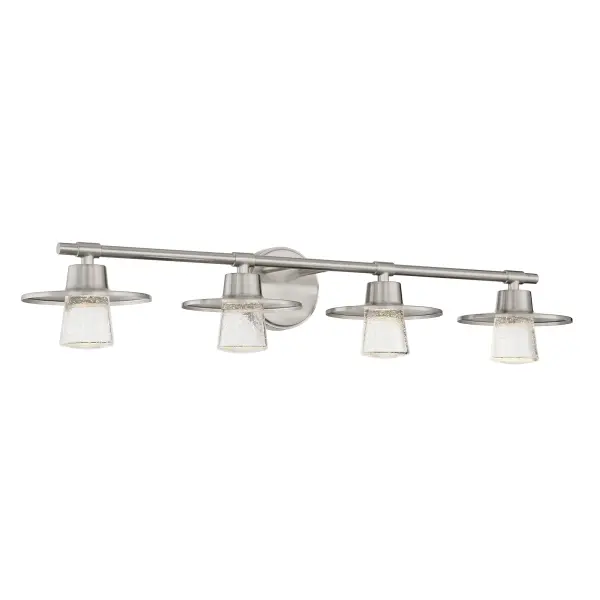 Spacious 4-Light LED Bath Bar with Elegant Seeded Glass Shades - Image 4