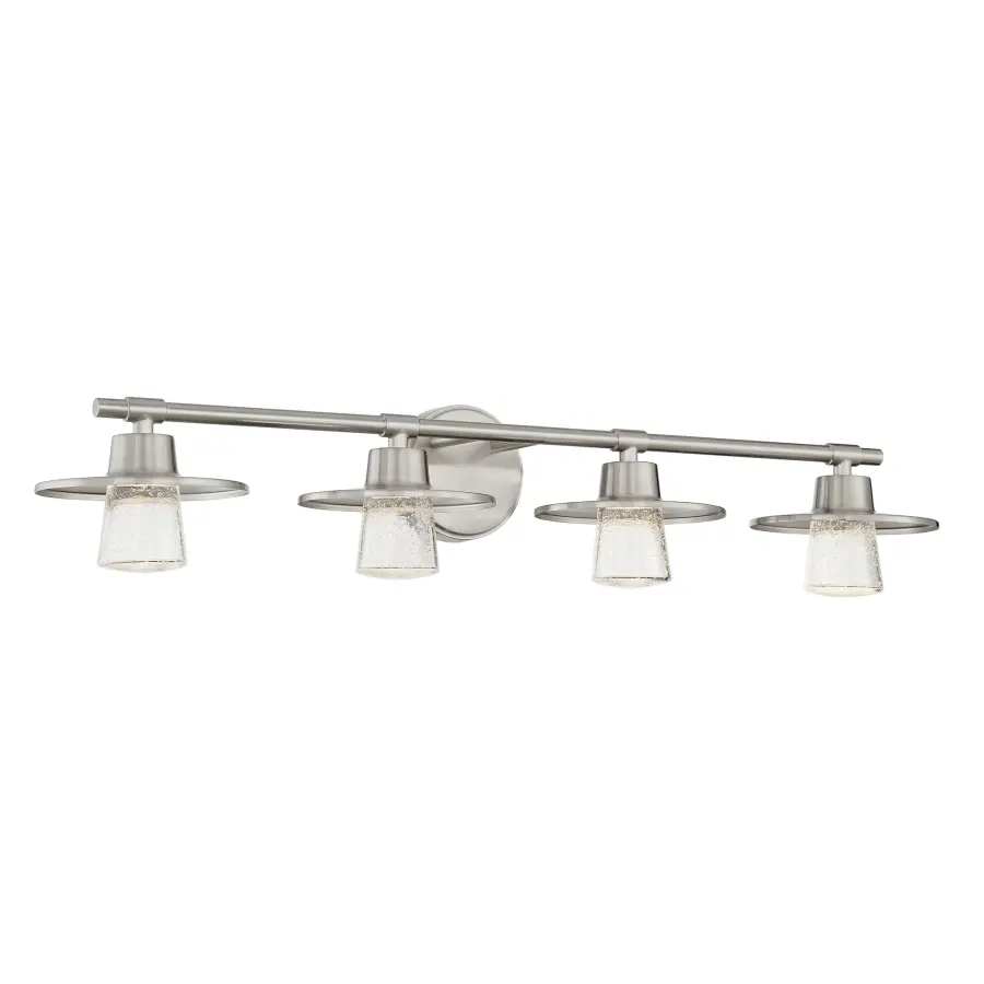 Spacious 4-Light LED Bath Bar with Elegant Seeded Glass Shades - Image 4