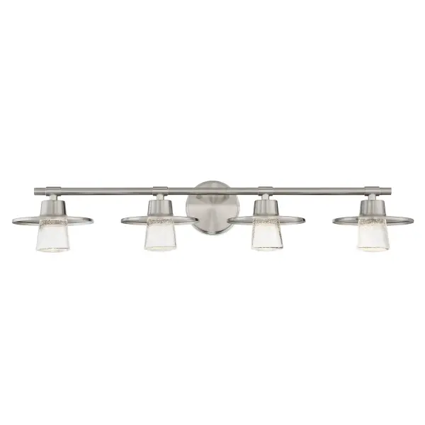 Spacious 4-Light LED Bath Bar with Elegant Seeded Glass Shades - Image 5