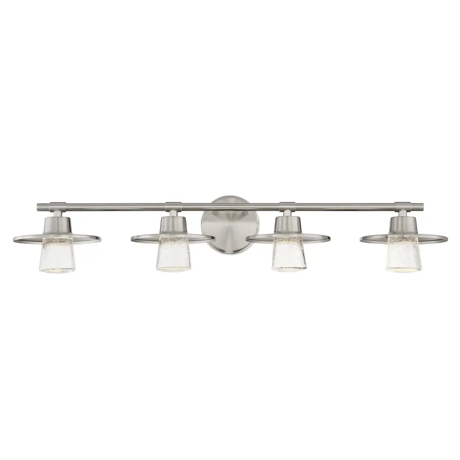 Spacious 4-Light LED Bath Bar with Elegant Seeded Glass Shades - Image 5