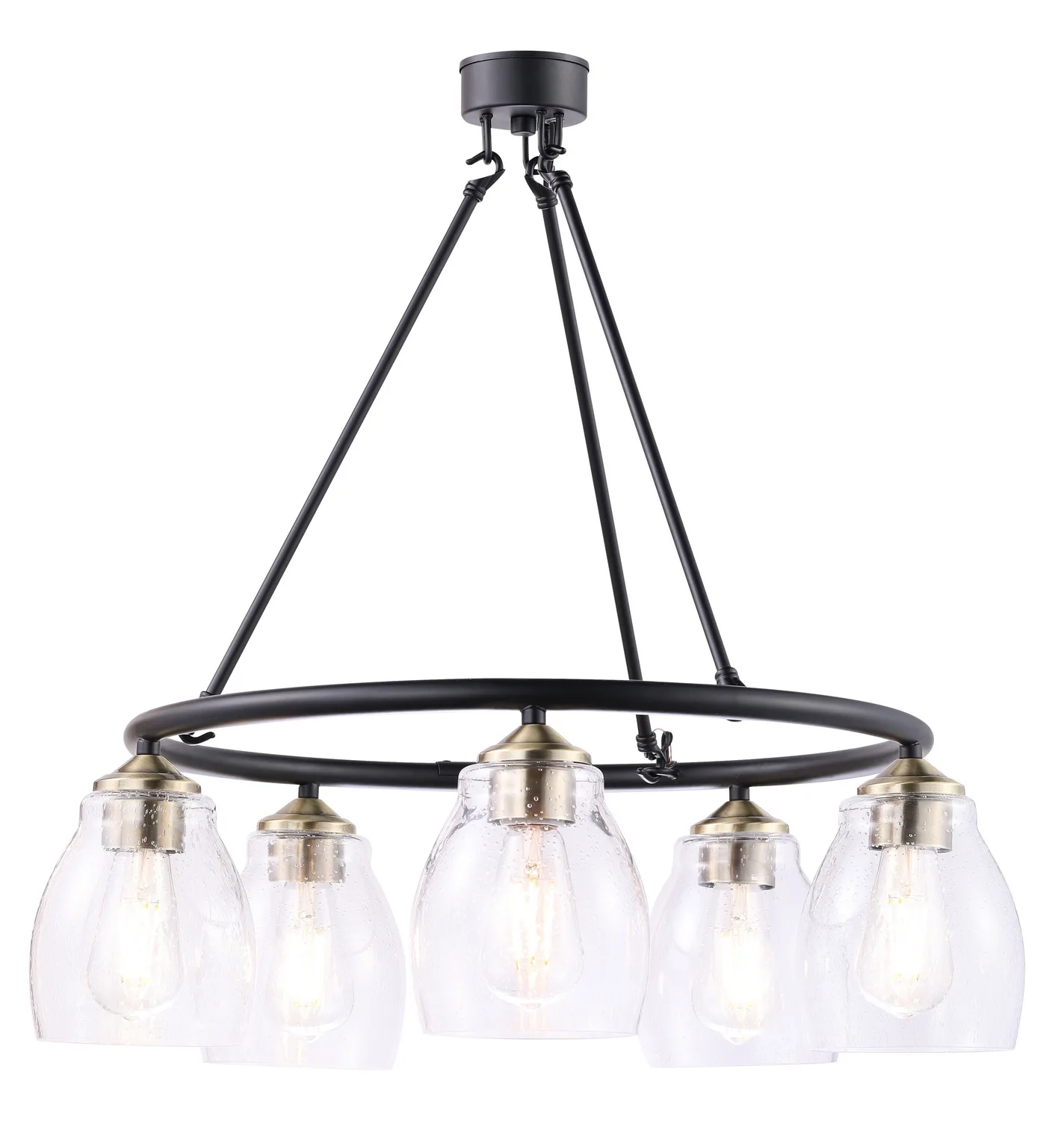 Winsley Five Light Chandelier in Coal w/Stained Brass