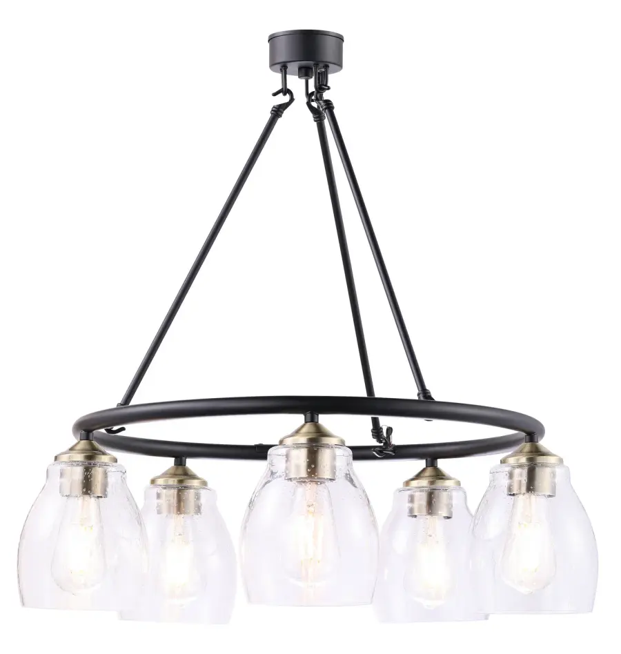 Winsley 5-Light Chandelier in Coal with Stained Brass - Image 1