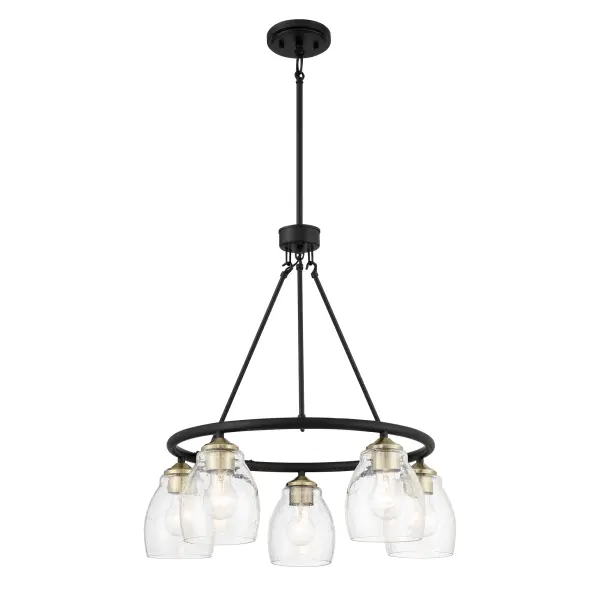 Winsley 5-Light Chandelier in Coal with Stained Brass - Image 4