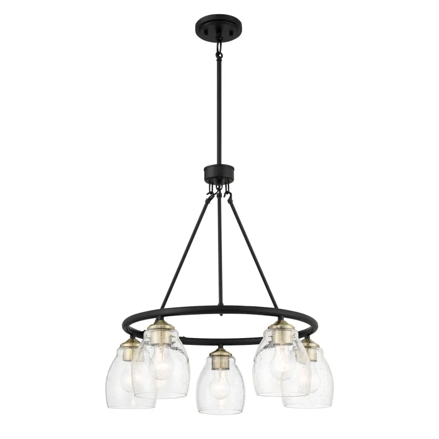 Winsley 5-Light Chandelier in Coal with Stained Brass - Image 4