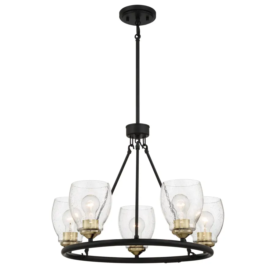 Winsley 5-Light Chandelier in Coal with Stained Brass - Image 5