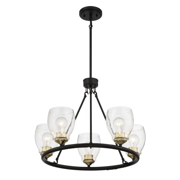 Winsley 5-Light Chandelier in Coal with Stained Brass - Image 6