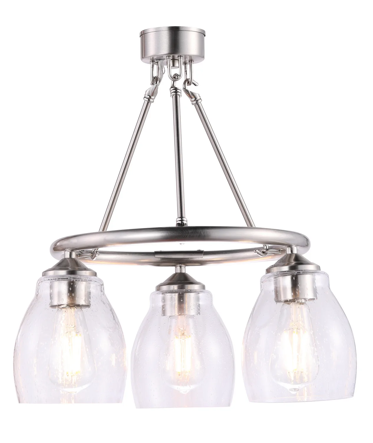 Winsley Three Light Chandelier in Brushed Nickel