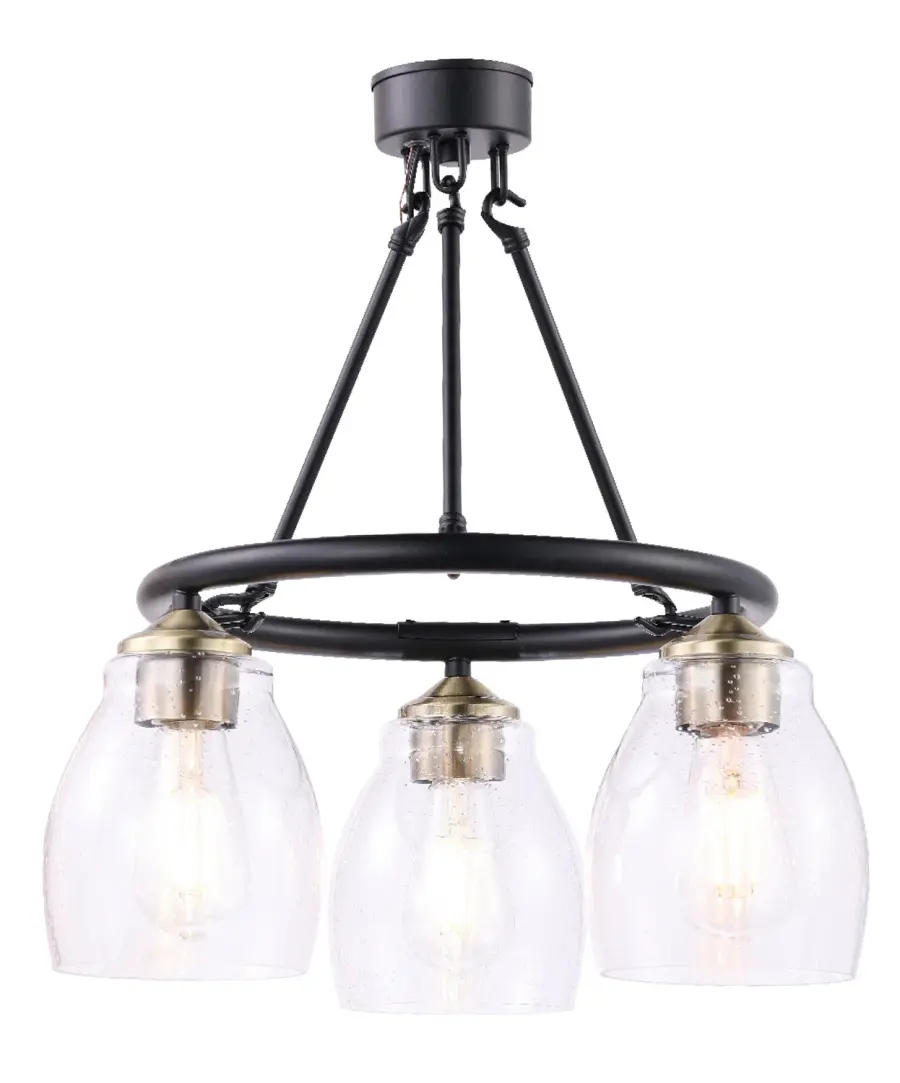 Winsley 3-Light Chandelier in Coal with Stained Brass - Image 1