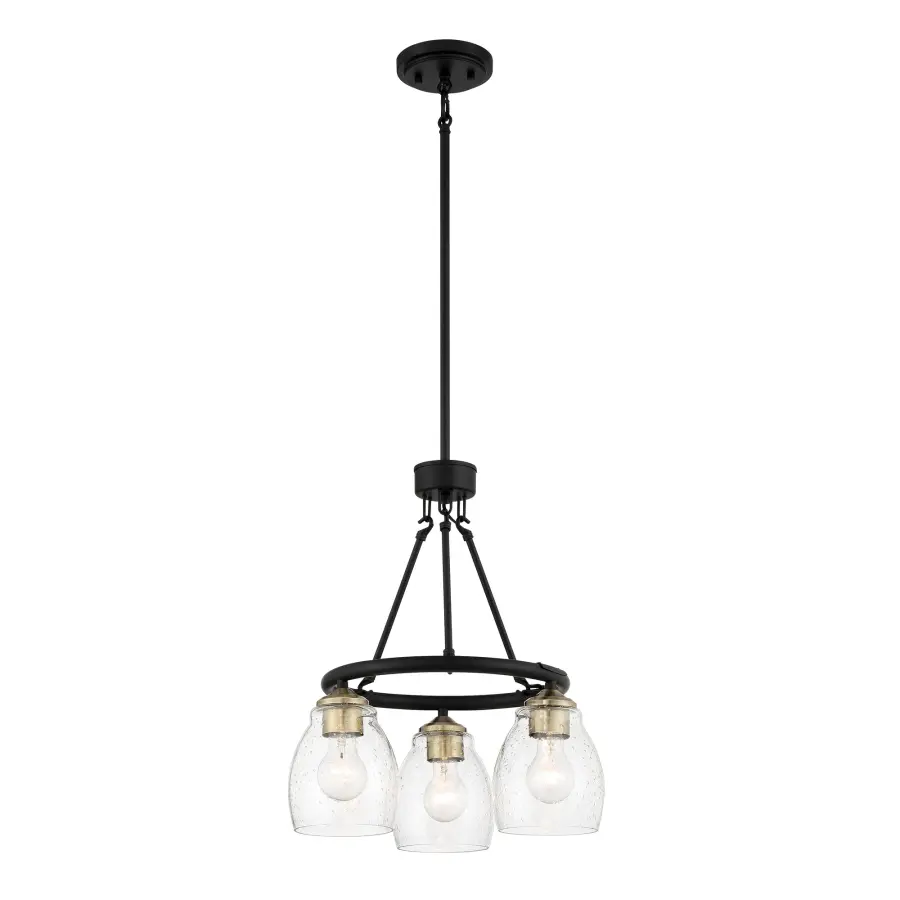 Winsley 3-Light Chandelier in Coal with Stained Brass - Image 2