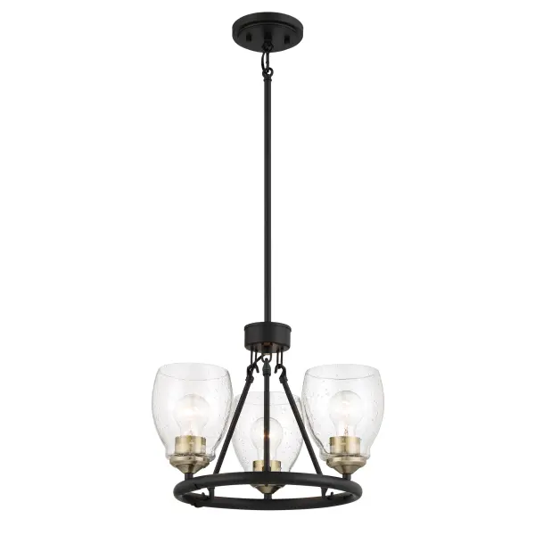 Winsley 3-Light Chandelier in Coal with Stained Brass - Image 3
