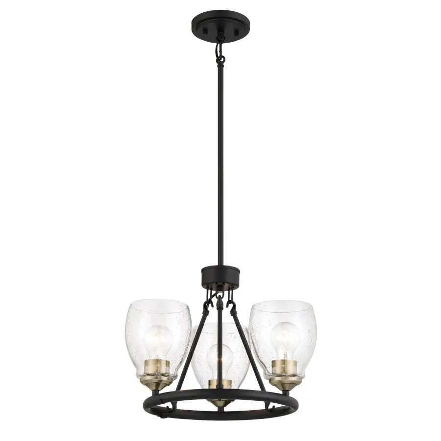Winsley 3-Light Chandelier in Coal with Stained Brass - Image 3