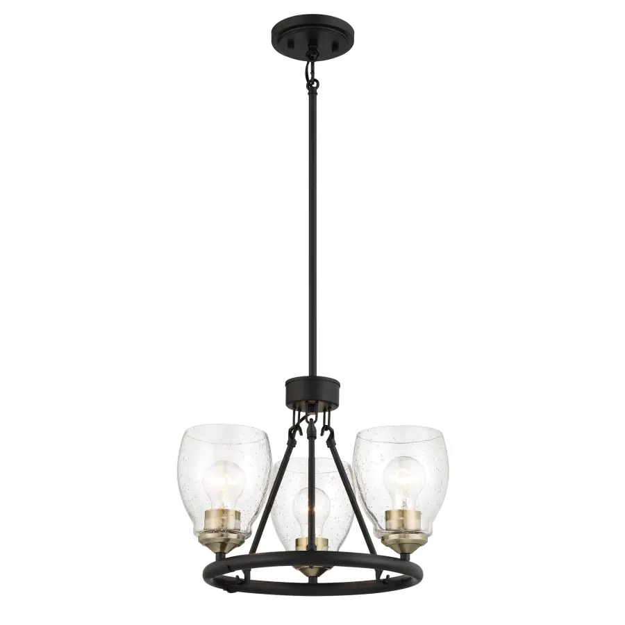 Winsley 3-Light Chandelier in Coal with Stained Brass - Image 4