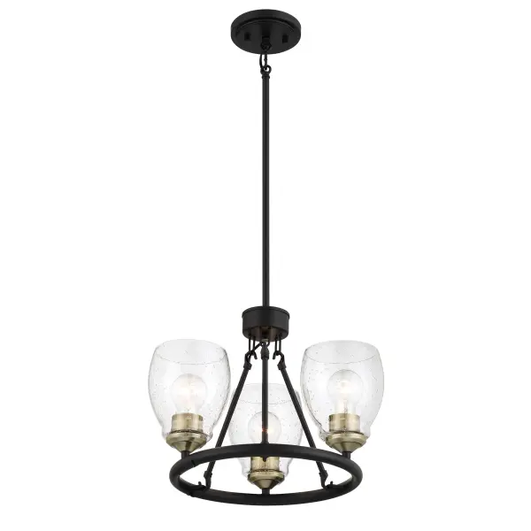 Winsley 3-Light Chandelier in Coal with Stained Brass - Image 5