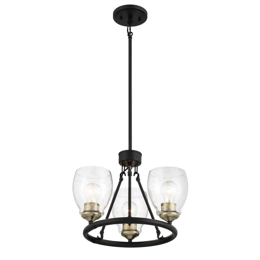 Winsley 3-Light Chandelier in Coal with Stained Brass - Image 5