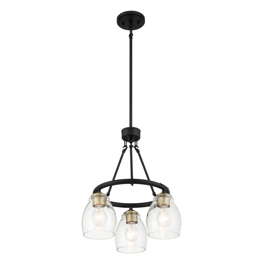 Winsley 3-Light Chandelier in Coal with Stained Brass - Image 6