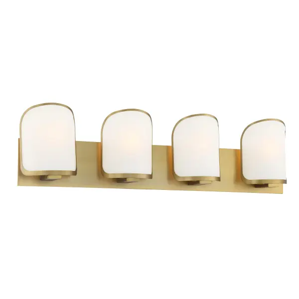 Elegant 4-Light Vanity with Warm Brass Finish & Soft Diffused Light - Image 3