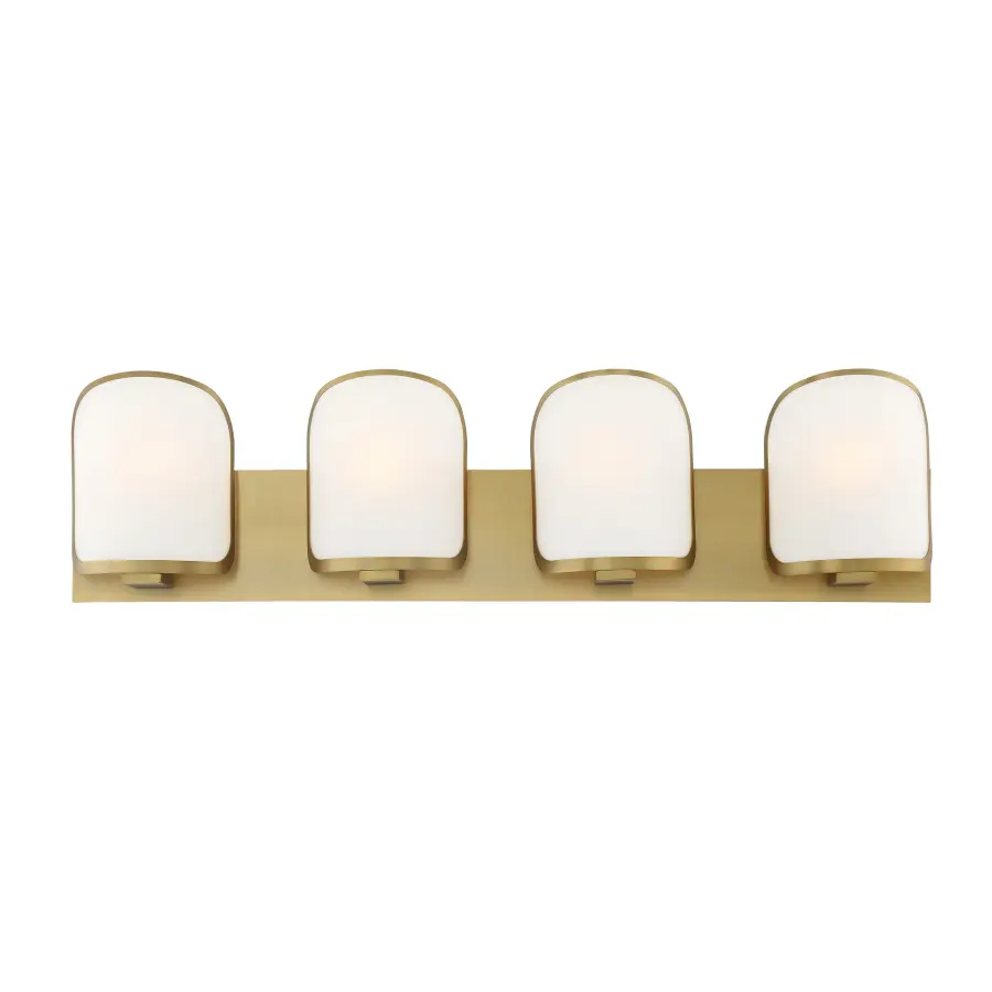 Elegant 4-Light Vanity with Warm Brass Finish & Soft Diffused Light - Image 6