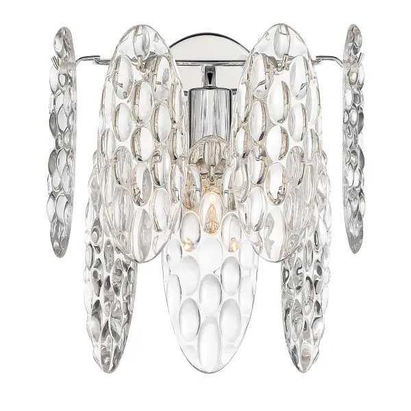 Elegant Polished Nickel Sconce with Textured Glass Detail - Image 1