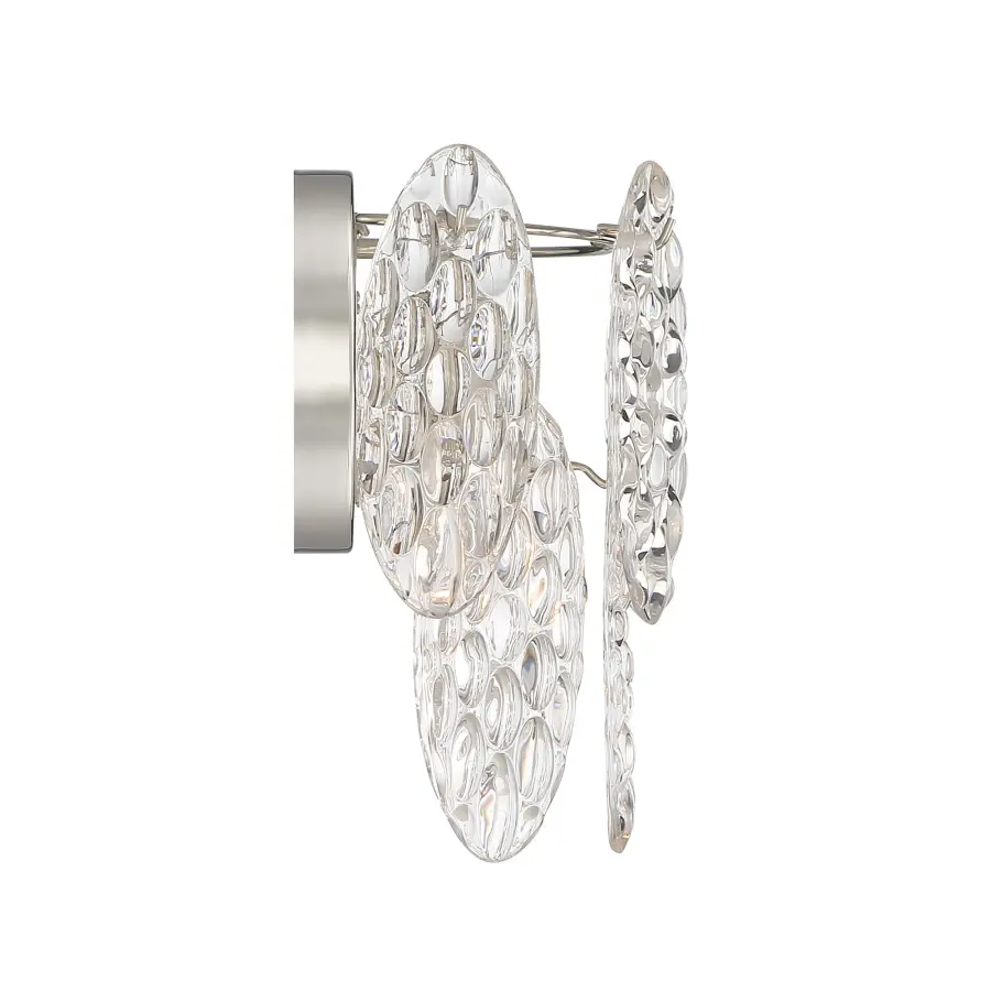 Elegant Polished Nickel Sconce with Textured Glass Detail - Image 2