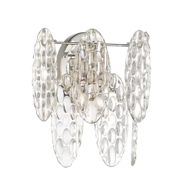 Elegant Polished Nickel Sconce with Textured Glass Detail - Image 3