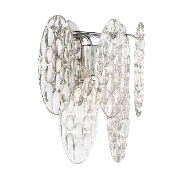 Elegant Polished Nickel Sconce with Textured Glass Detail - Image 4