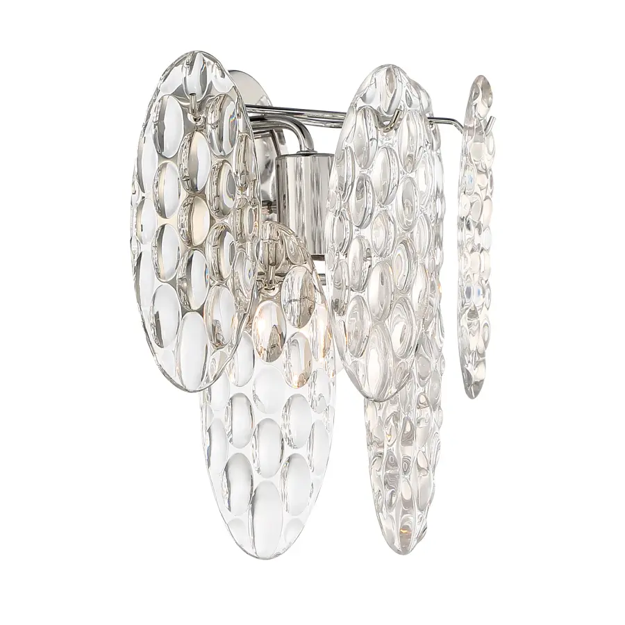 Elegant Polished Nickel Sconce with Textured Glass Detail - Image 4