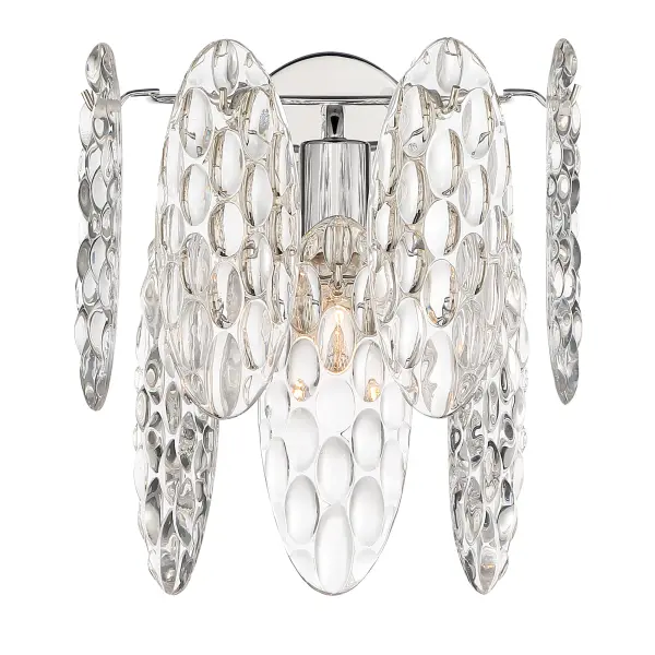 Elegant Polished Nickel Sconce with Textured Glass Detail - Image 5