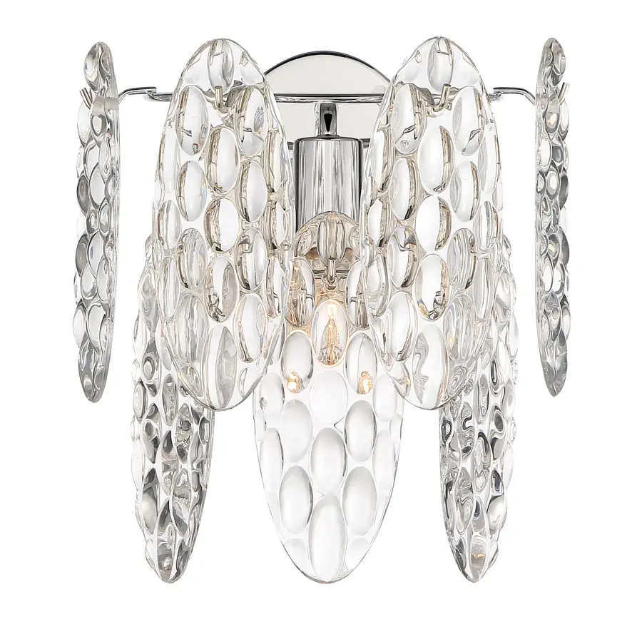 Elegant Polished Nickel Sconce with Textured Glass Detail - Image 5
