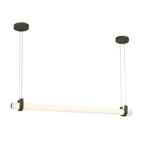 LED Linear Chandelier - Dark Bronze with Opal Glass with Stone