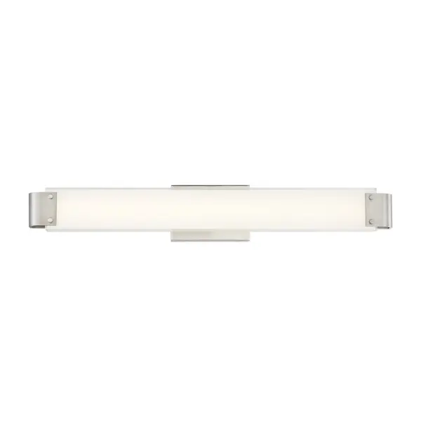 The Round-A-Bout LED bath light combines contemporary styling with practical functionality. Its 30-inch span provides excellent coverage for medium to large vanities, while the frosted aquarium glass diffuses 3000+ lumens of high-CRI LED light for accurate color rendering. ADA compliant and dimmable for versatile lighting control.